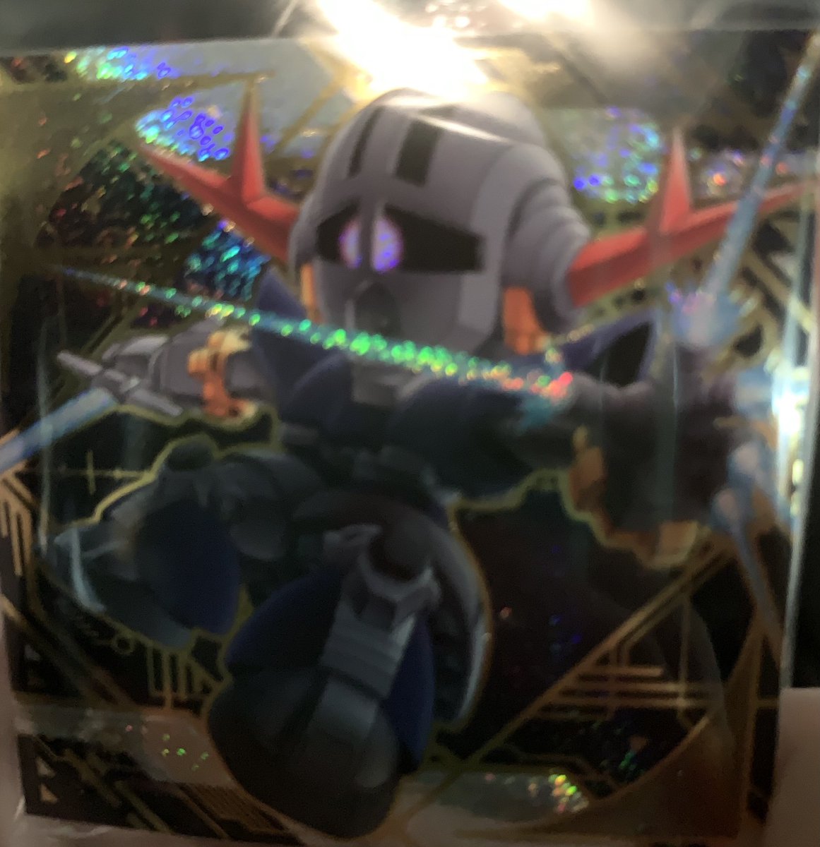 masu_sniper's tweet photo. クシャトリヤ待ちながらおやつがてらガンダムウエハース買ったらシークレットぶち抜いてしまった https://t.co/bNVi0kaRbM