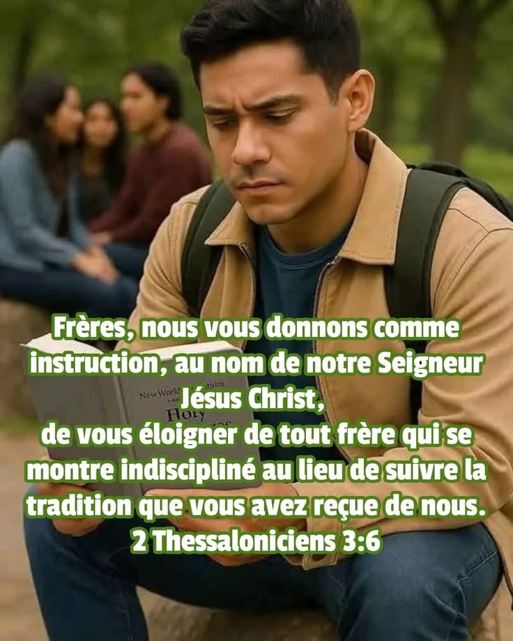 MaranathaLe's tweet photo. Frères, nous vous donnons comme instruction, au nom de notre Seigneur Jésus Christ, de vous éloigner de tout frère qui se montre indiscipliné au lieu de suivre la tradition que vous* avez reçue de nous"
 2 Thessaloniciens 3.6 https://t.co/XmGrmhCokx