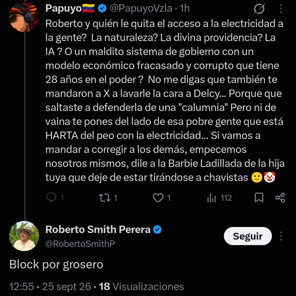 PapuyoVzla's tweet photo. Ay "block por grosero"

Grosera es la hija tuya que ha llevado mas toneladas de embriones de pollo no eclosionados que hasta el hijo de Cilia Flores y el propio Vinicius Jr. le dieron ñema

Hoy no duermo... Viejo marico jajajsjsjsjsjsj https://t.co/zs9hF2Zmxu