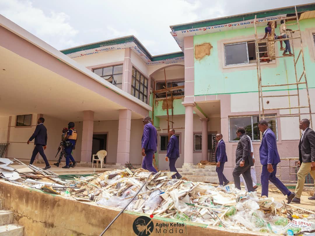 GovAgbuKefas's tweet photo. As part of efforts to ensure quality delivery and timely completion of projects, I went on an inspection tour of key ongoing projects in Jalingo today.

I visited the headquarters of the Kefas Agricultural Revolution at the TSTC Park, where I inspected agricultural facilities and equipment procured under the initiative. I also inspected projects at Government Comprehensive Secondary School, Government Science Secondary School, and the Taraba State Specialist Hospital.

The Commissioner for Agriculture and Food Security, Prof. Nicholas Oliver Nemesan, conducted me round the agricultural facilities and briefed me on the various components of the intervention.

We are not relenting in our efforts to keep Taraba working and to leave it better than we met it. Join us and support this vision.

#MovingForward