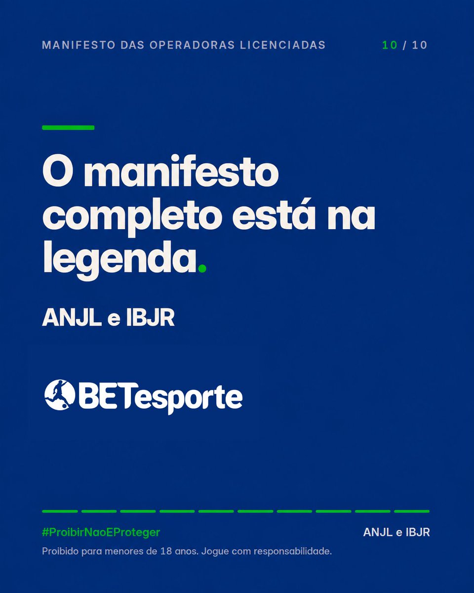 betesporte's tweet photo. Proibir não protege o apostador. Apenas o empurra para ambientes sem fiscalização.

ANJL e IBJR
#ProibirNaoEProteger https://t.co/0ox9OkQadU