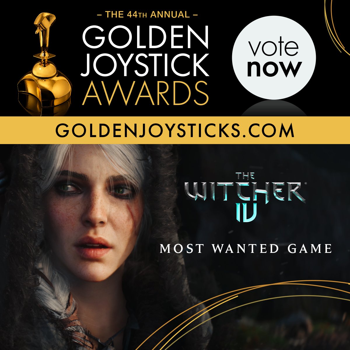 thewitcher's tweet photo. A new contract just appeared on the Notice Board!

We’ve just been nominated in two categories at this year’s Golden Joystick Awards!

Your task? Cast your vote before Oct 23!
⚔️ https://t.co/Ey93u1iNo6  ⚔️ https://t.co/wyCpBGpm85