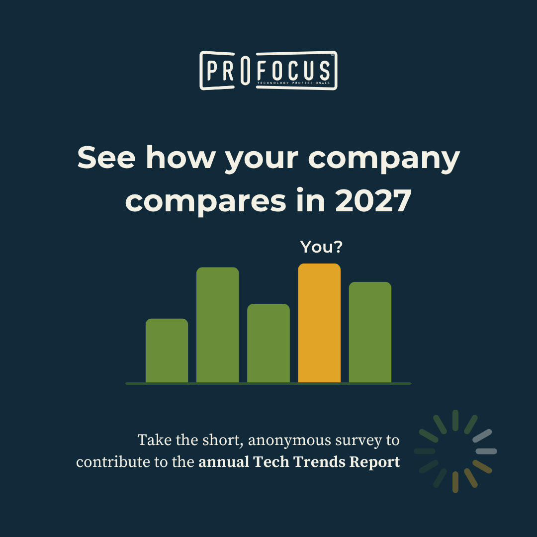 ProFocusTech's tweet photo. We want to hear from YOU!

For the 7th year, ProFocus is asking our tech network to share insights on tech priorities, talent, and the future of the workplace. Your voice will help build the FREE 2027 Tech Trends Report. 

Take the survey today: https://t.co/loeurZidKw https://t.co/ebK9GpBDBq