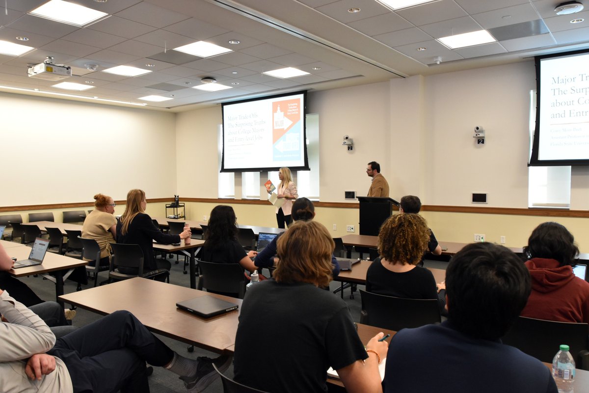 nd_creo's tweet photo. Last week, several students and faculty at Notre Dame had the chance to hear Dr. Corey Moss-Pech from Florida State University discuss his book “Major Trade-Offs: The Surprising Truths about College Majors and Entry-Level Jobs”! https://t.co/9aK44KNfYu