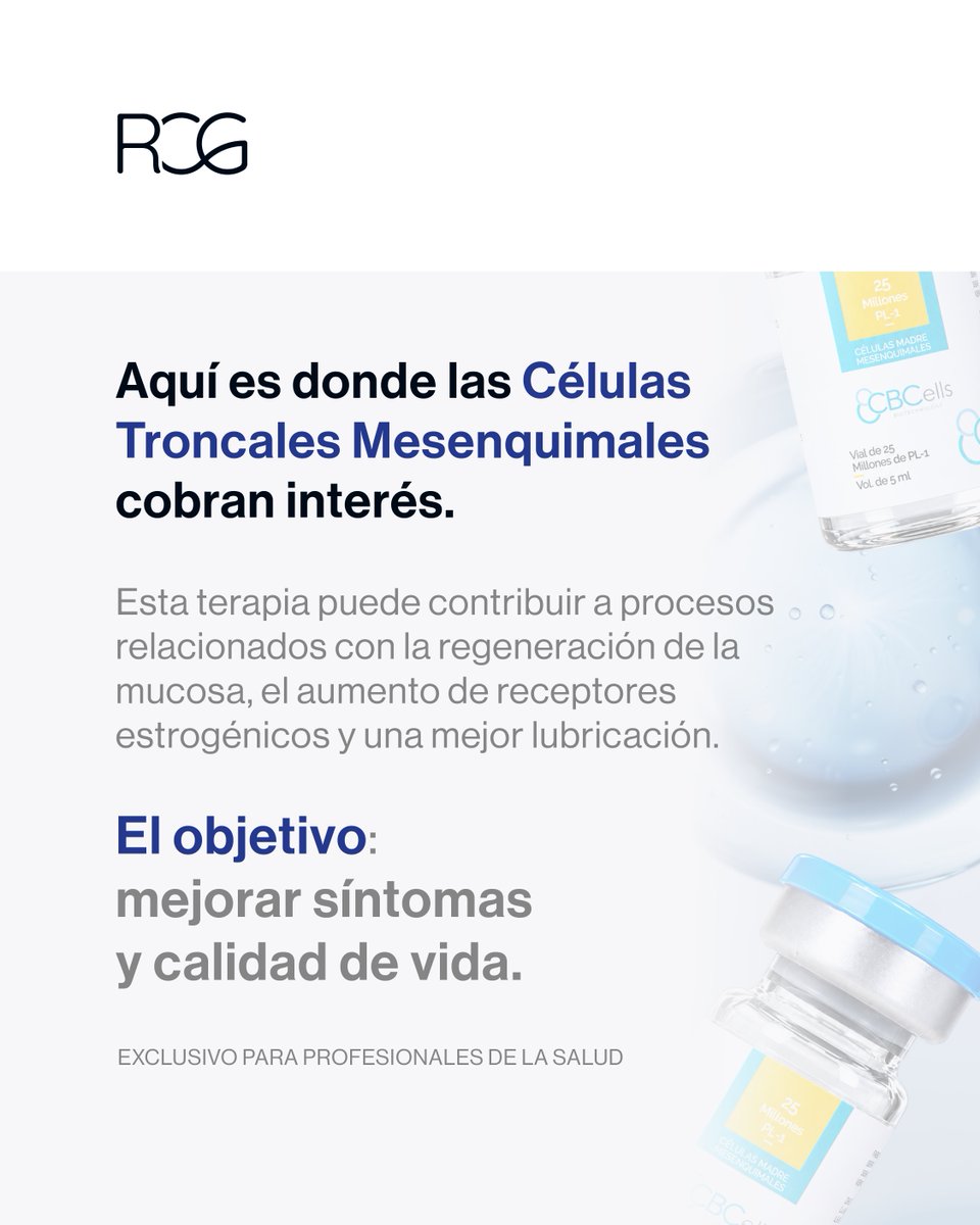 RCGmexico's tweet photo. Exclusivo para profesionales de la salud.

🔬 Síndrome genitourinario de la menopausia y Células Troncales Mesenquimales.

1 de octubre | 7:00 p. m. | En línea y sin costo

Reserva tu lugar:
https://t.co/pwJ54d95vu https://t.co/dvAR2v6Xko