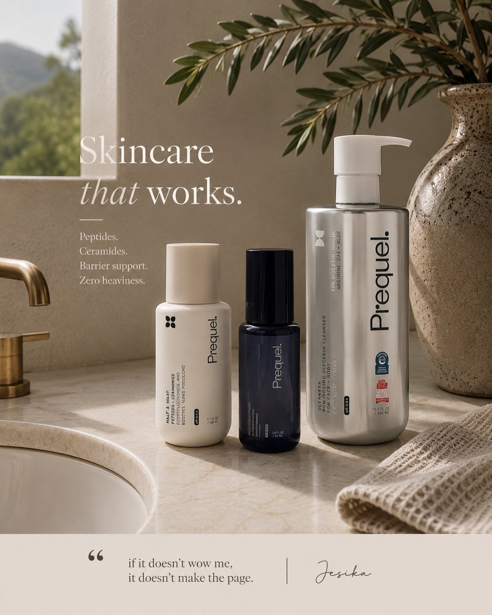 last_doug's tweet photo. Mature, sensitive, dry skin approved: Prequel keeps my skin hydrated, comfortable, and supported without irritation. My favorites: Half &amp; Half Moisturizer, Multi-Quench Mist, and Gleanser. Have you tried them? https://t.co/fvyLilaC2p