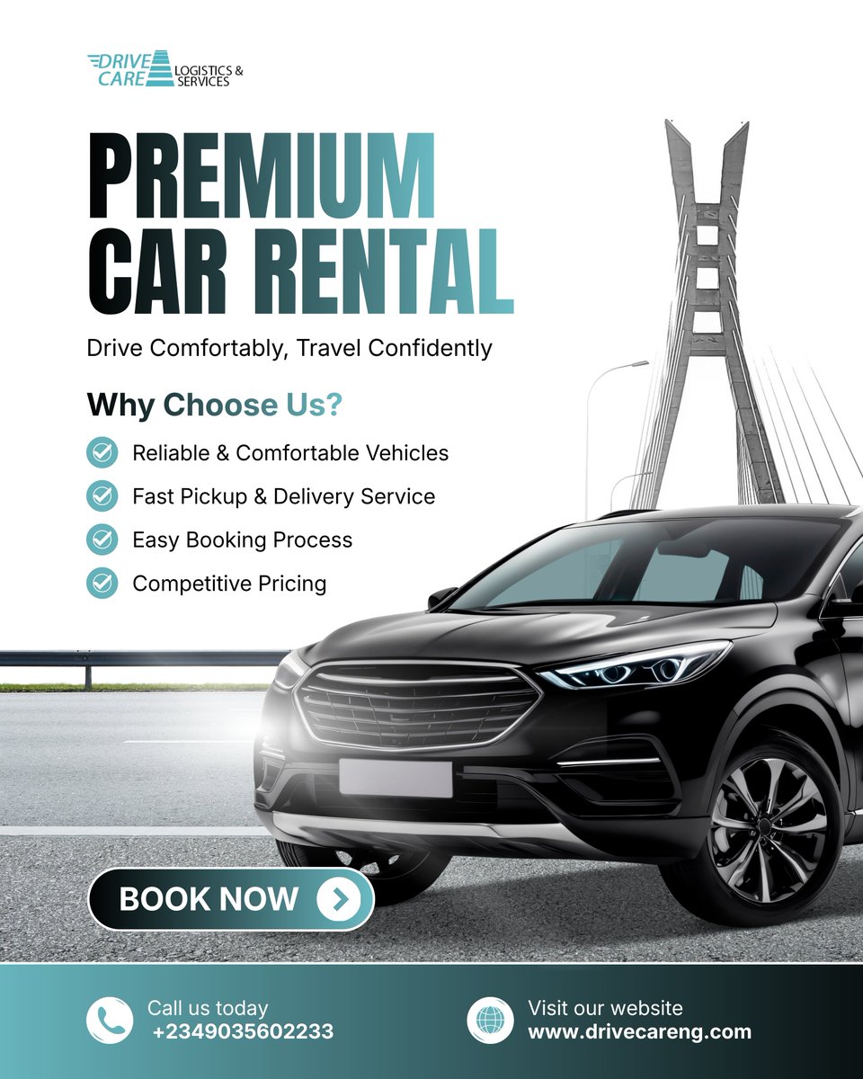DrivecareNgLtd's tweet photo. Experience comfort, class and a premium driving experience with Drivecare's car rental service.

Whether it's business, an event, an airport pickup or a special occasion, make the journey part of the experience.

#PremiumCarRental #CarRental #Event #Airportpickup #Drivecare https://t.co/Oi6X9RuIGa