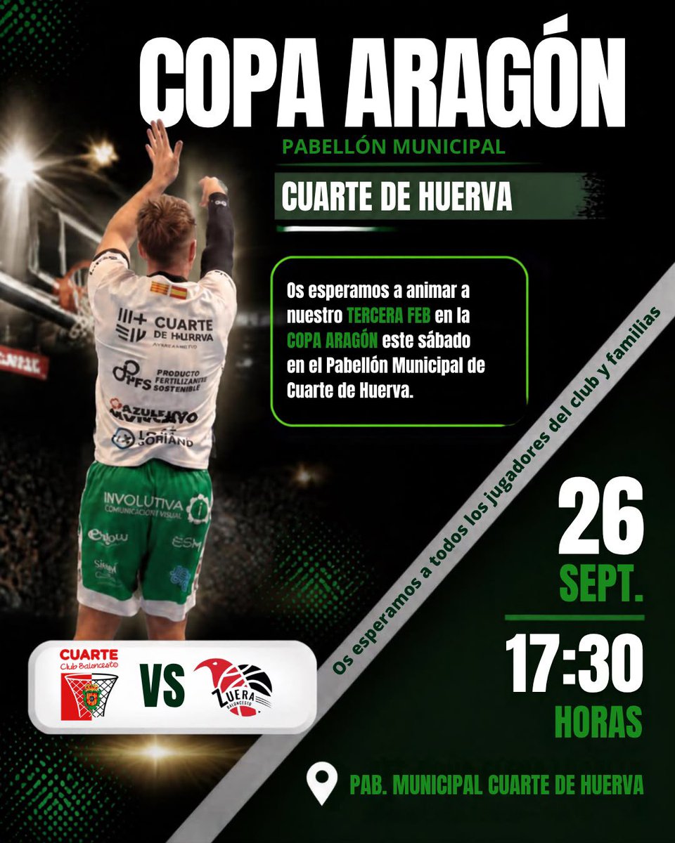 CBCuarte's tweet photo. ¡Os esperamos a animar a nuestro @TerceraFEB !🏀🏀🏀🏀💪 https://t.co/FM1S86l6ff