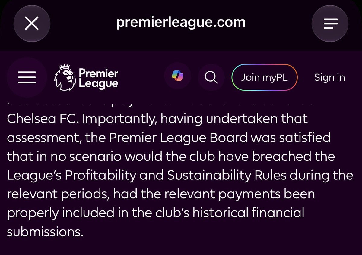 TunMin7777's tweet photo. @DMUFC01 @BettingBlah @talkSPORT Even with all those bribes included, Chelsea wouldn’t have breached PSR/FFP rules - Premier League https://t.co/XZr97FcFVt