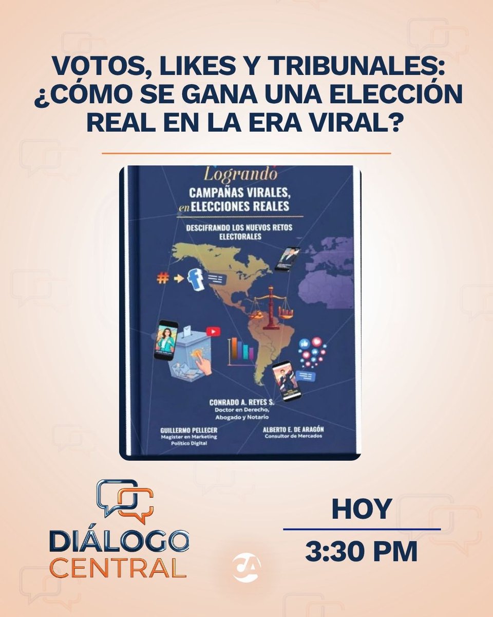 🗳️📚 No se pierda hoy #DiálogoCentral junto a Conrado A. Reyes S. Doctor en Derecho, Abogado y Notario. 📢📱 Conversaremos sobre Presentación del libro *"Lo…