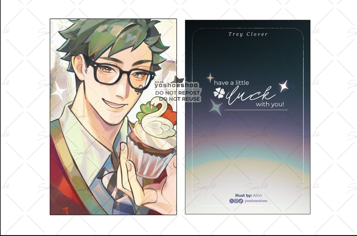 yoshoeshoo's tweet photo. too busy so i only got to draw a poca of my twst oshi as freebie 😭 SEE YOU~ ill be cosplaying as Trey as well 😼❤️ #TrueHeartsCSE @rosetinecomm https://t.co/3OwZp5Dsjb