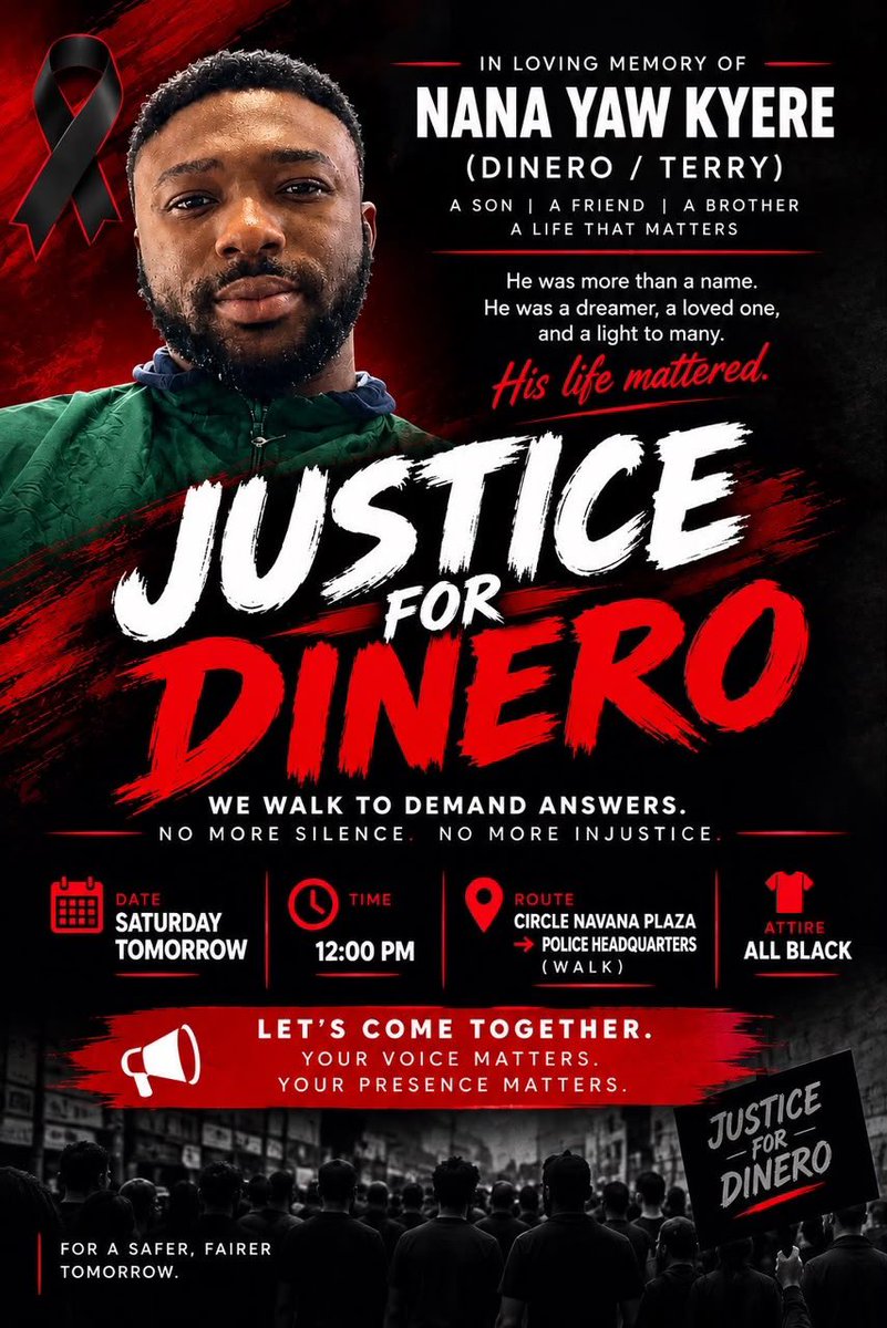 eddie_wrt's tweet photo. Circle phone dealers to hold walk from Circle Navana Plaza to Police Headquarters tomorrow at 12pm, demanding justice for colleague Nana Yaw Kyeremakay, popularly known as Terry/Dinero, following his alleged brutal murder. https://t.co/BLfTKxIRxR