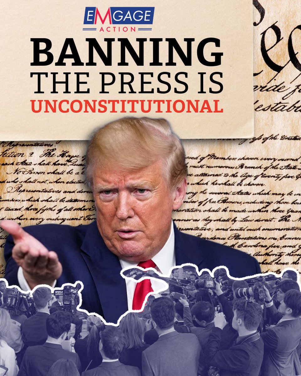 EmgageAction's tweet photo. We believe free speech is a First Amendment right belonging to everyone, including the press.
#Democracy #Trump #Pressban https://t.co/LEcEbuQumF