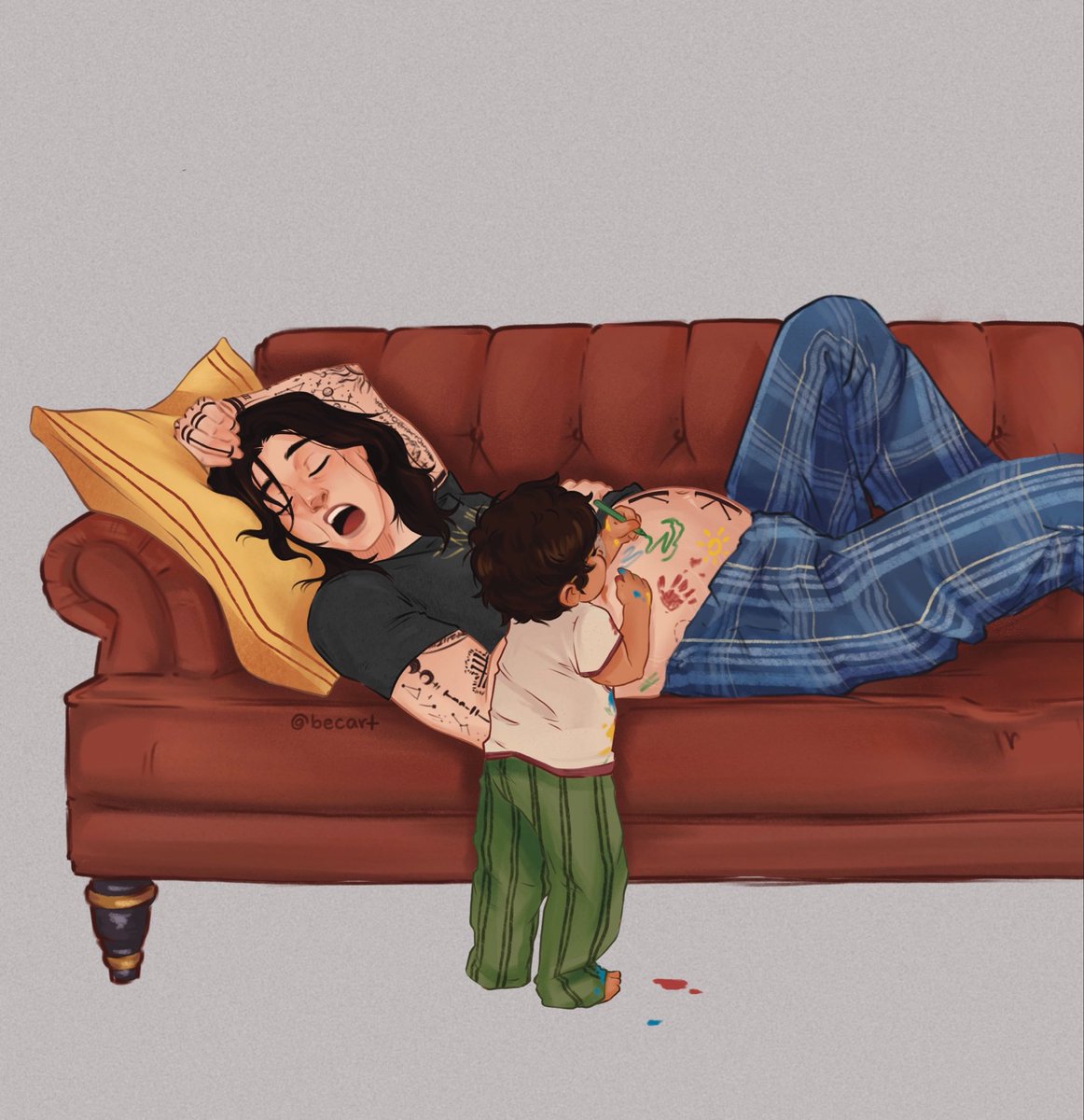 Becart_nsfw's tweet photo. Padfoot tried his best to babysit #SiriusBlack #Wolfstar #mpreg #abo https://t.co/tI7eIhQTpX