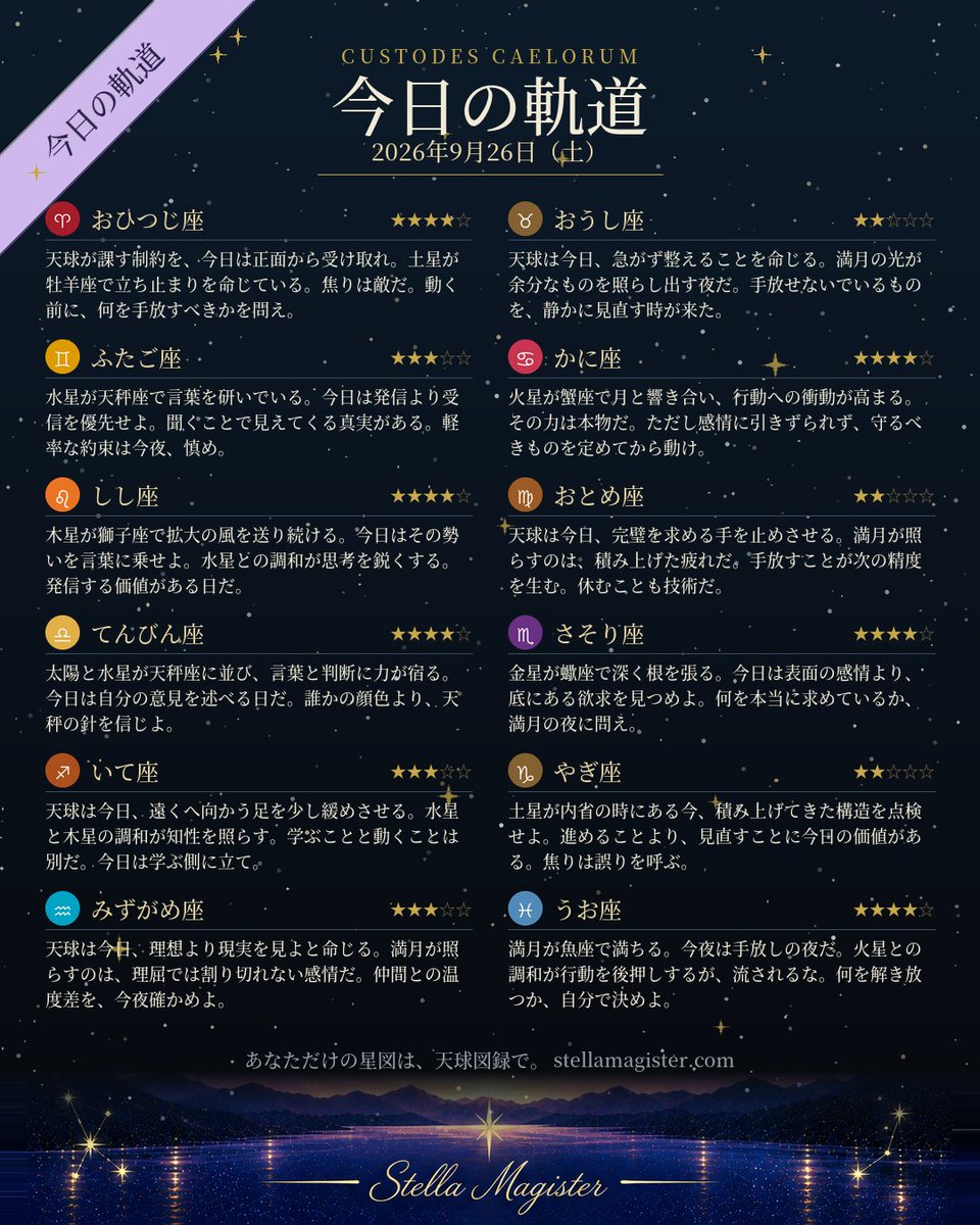 StellaMagister's tweet photo. 9月26日、12星座の軌道。
あなたの星座を探せ。

#StellaMagister https://t.co/tFdaeDQl98