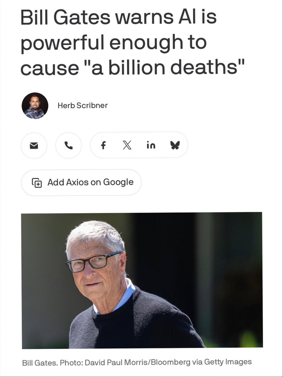 liz_churchill10's tweet photo. Frightening. The Monster who spent decades lecturing the world about overpopulation just admitted the next tool is powerful enough to knock a billion off the board… https://t.co/UPek2vMWKv