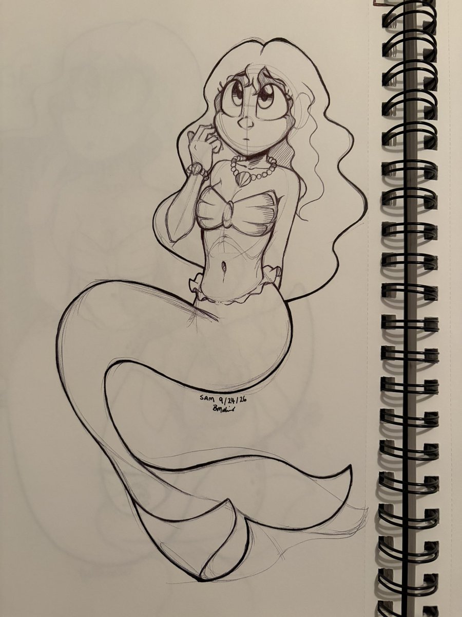 DoovieGuy's tweet photo. Sam sketched with a ballpoint pen (and outlined with a micron pen).

#art #sketch #ballpointpen #originalcharacter #mermaid https://t.co/Vq81MjBIg4
