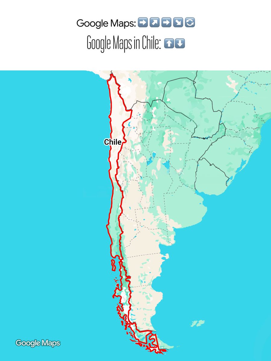 googlemaps's tweet photo. at its narrowest point, Chile is 90km wide. https://t.co/j7CpiVTHZS
