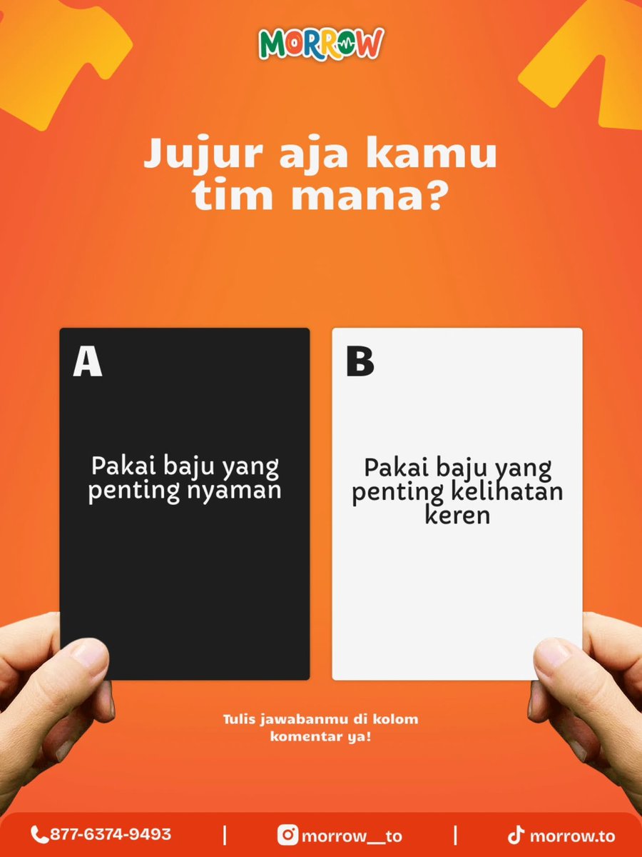 seth_water85522's tweet photo. Jujur, kamu tim mana? Setiap orang punya pilihan dan gaya masing-masing. Ada yang suka kenyamanan, ada juga yang mencari sesuatu yang lebih berwarna dan seru. Tim A atau tim B? Tulis jawabanmu di komentar! https://t.co/xXfjlzIqWE