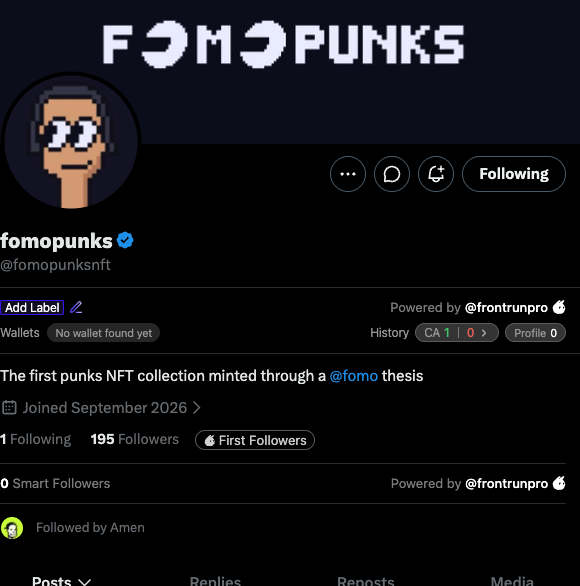 daddyAxen's tweet photo. $fomopunks dev is a legend, he subscribed now
0xce3a398752263c57be5d32de7a6f06b4a97de258
easy 1m runner! https://t.co/zoUQSyys77