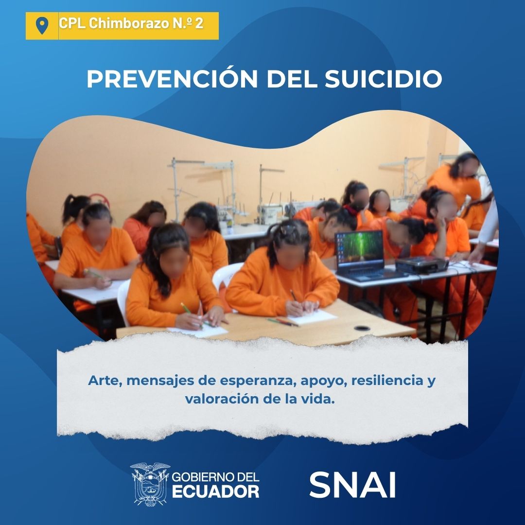 SNAI_Ec's tweet photo. En el marco del Día Mundial de la Prevención del Suicidio, las #PPL del #CPLChimborazo N.º 3 participaron, junto con la Fundación “Nosotras con Equidad”, en una jornada de dibujos para sensibilizar sobre la salud mental y el autocuidado.
¡No nos vamos a detener! https://t.co/9YczMchgHy