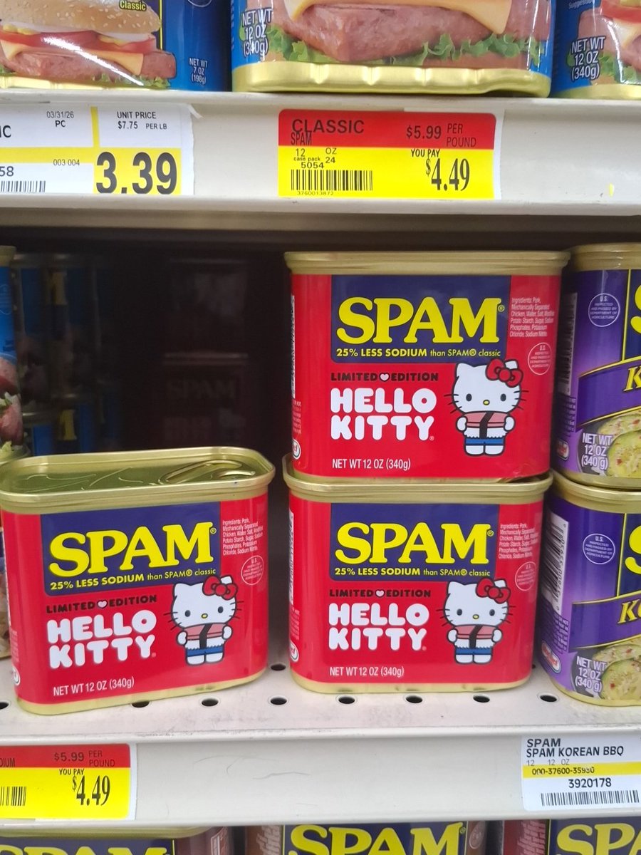Fawnedandlost's tweet photo. Yall eating the hello kitty spam??? https://t.co/WUigWJrdPm