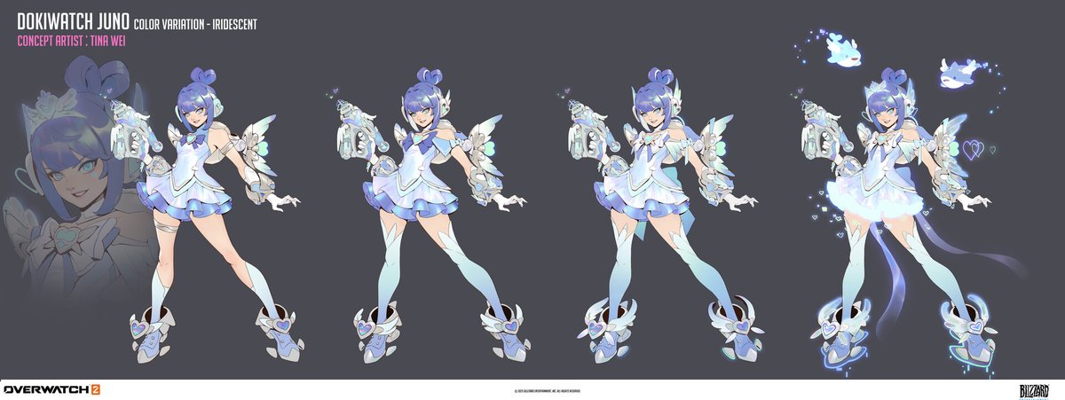 venpaws's tweet photo. looking at dokiwatch juno concept art and i wish we got these colors instead for iridescent . . . i like the blue https://t.co/faBpLmae3B