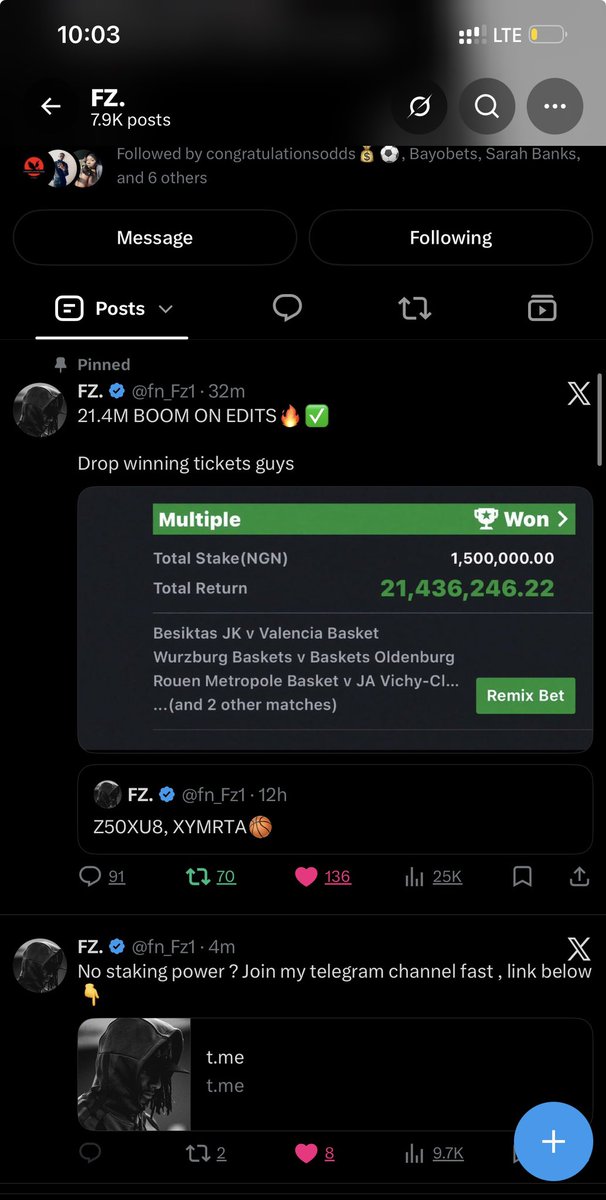 Mariotcoin's tweet photo. @fn_Fz1 Done boss 
Hopefully today I go win 🤲
Sporty 🆔 
8066927723 https://t.co/TViSWmCfHd