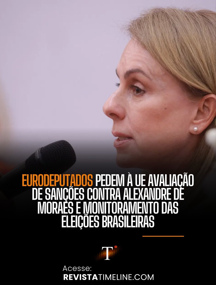 RevistaTL's tweet photo. Três parlamentares do Parlamento Europeu enviaram nesta segunda-feira (21) uma carta à alta representante da União Europeia para os Negócios Estrangeiros, Kaja Kallas, pedindo avaliação urgente das acusações contra o ministro do STF Alexandre de Moraes, exame de possíveis sanções europeias e monitoramento independente do processo eleitoral brasileiro de 4 de outubro.

Os signatários são o italiano Carlo Fidanza e os poloneses Adam Bielan e Mariusz Kamiński, todos do grupo Conservadores e Reformistas Europeus (ECR). O documento, datado de Bruxelas, 21 de setembro de 2026, cita a “crescente crise do Estado de Direito no Brasil”, a politização do Judiciário e “escândalos de corrupção de alto nível” envolvendo o Supremo Tribunal Federal.