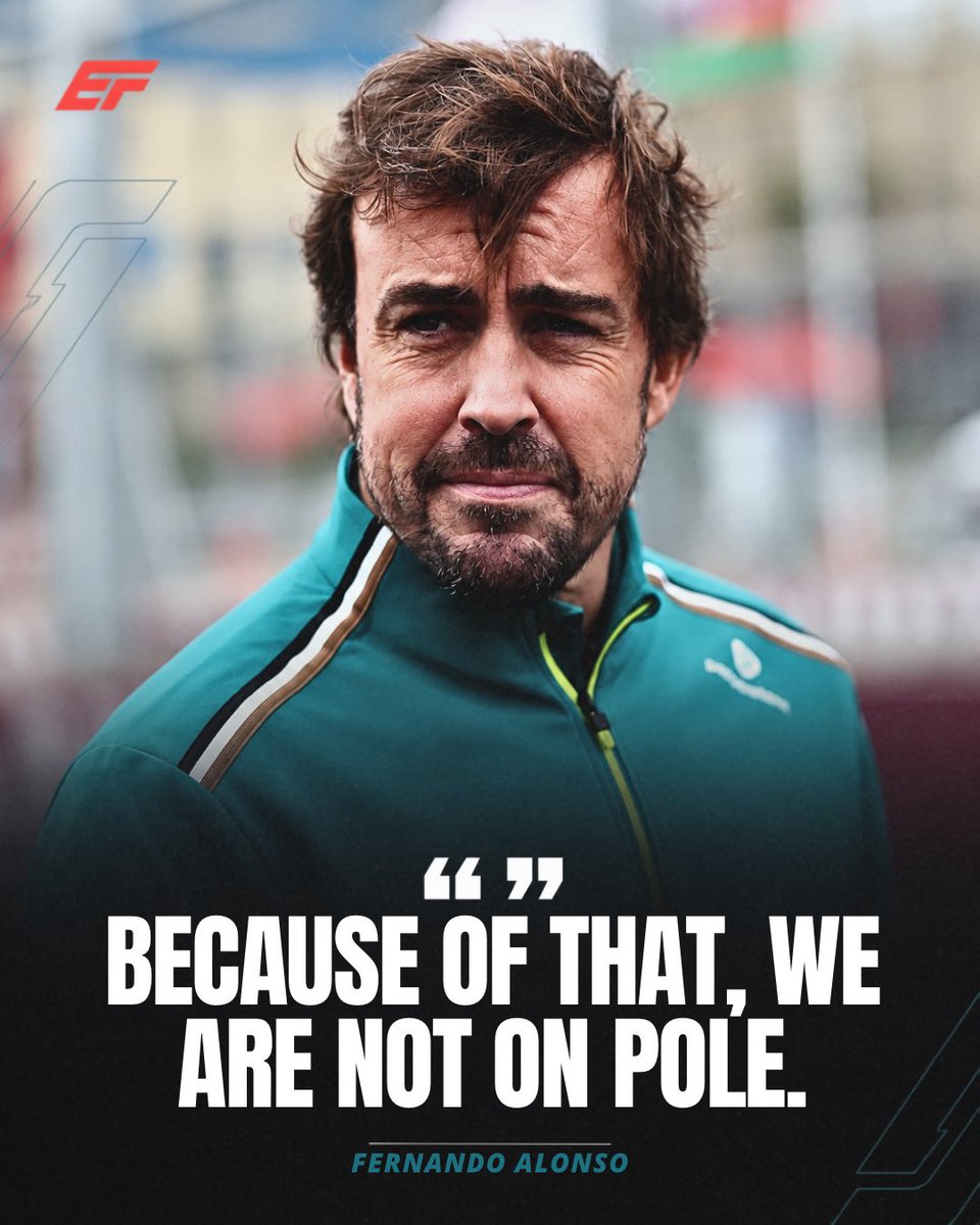 evrythngformu1a's tweet photo. Fernando Alonso after Q1:

“I pushed into Turn 15 and locked up, so driver error — and because of that we are not on pole.”

Never change, Fernando 😭 #F1 https://t.co/GDMoKfIKXQ