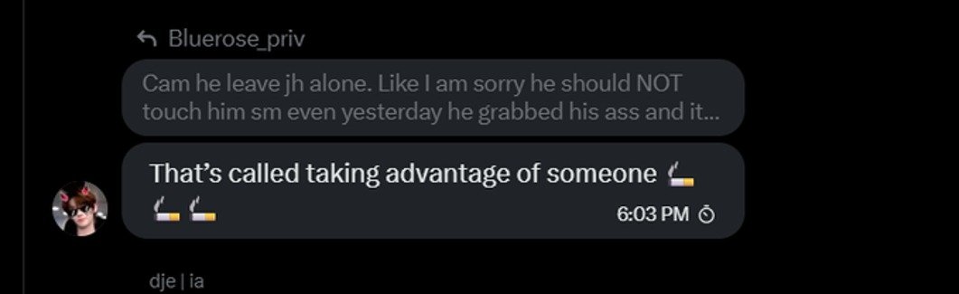Ranllyz's tweet photo. In the screenshots below, the members of the group are talking about how JS is forcing himself on JH. To the point, JS was called a “predator” and that he was “taking advantage” of JH. Accounts involved: 

@jiahaokitty_
@kaiwenontop
@baekhyun_light5
@haohaohao7777
@Tetchansandesu https://t.co/HbVMonpaVl