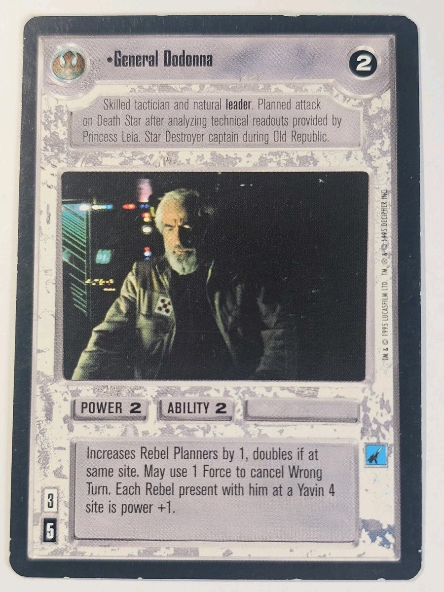 jadesfirecomics's tweet photo. Star Wars CCG Premiere Limited BB Black Border LS Light Side General Dodonna https://t.co/Zx3P9SM1sM #STARWARS #SWCCG #CCG #STARWARSDECIPHER #CCGSALE https://t.co/Fg4gZY9c3K