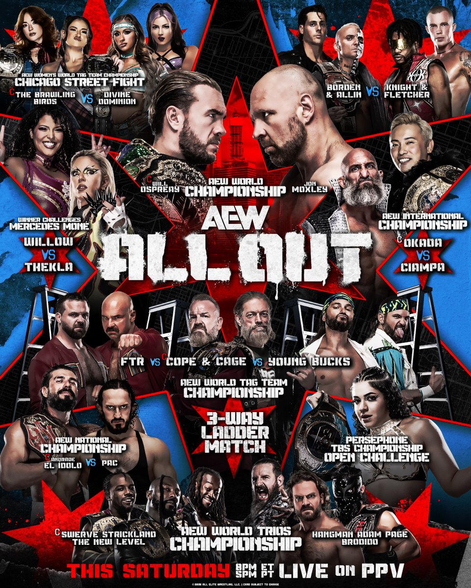AEW's tweet photo. #AEWAllOut is TOMORROW!

An incredible night of wrestling is just one sleep away! Join us for All Out LIVE at 8e/5p on PPV, TOMORROW! https://t.co/DVrYvG75yB