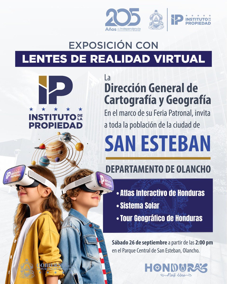 ip_hond's tweet photo. ¡La tecnología y la geografía se unen gracias al Instituto de la Propiedad!🚀👓  

el IP invita a toda la población de San Esteban, a vivir una experiencia inmersiva e innovadora en el marco de su Feria Patronal.  

#Ungobiernoquehace #hondurasnosune https://t.co/wacx0jniO6