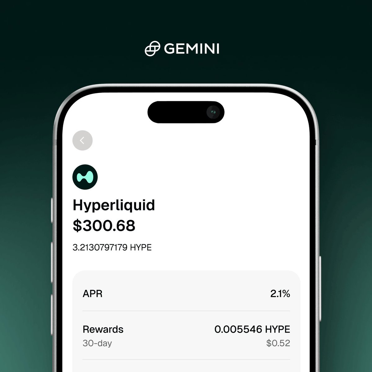 Gemini's tweet photo. The $HYPE is real

Hyperliquid staking is now live on Gemini in most U.S. states

Put your HYPE to work and earn ~2.1% APY https://t.co/mqasc2el1d