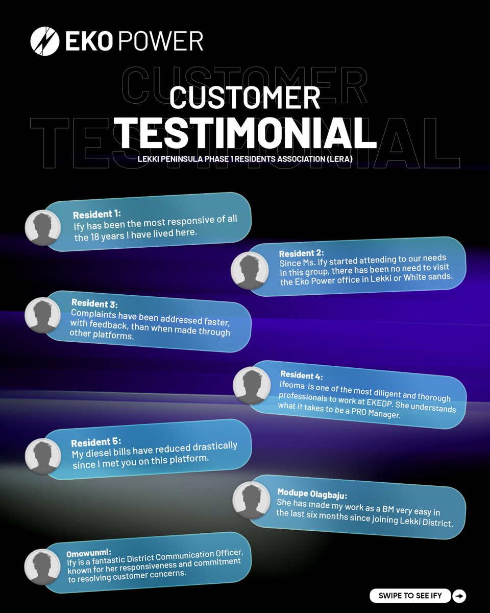 ekopowerltd's tweet photo. The voice of our customers says it all!
🌟 Employee Spotlight: Ifeoma Okorugbo Wilson - Lekki District DCO/PRO 🧡🩵💛
Thank you to the LERA community for your glowing feedback, and a massive thank you to Ifeoma for keeping the standard high!
#EkoPowerLtd #CustomerReview https://t.co/wYXK6ijuuS
