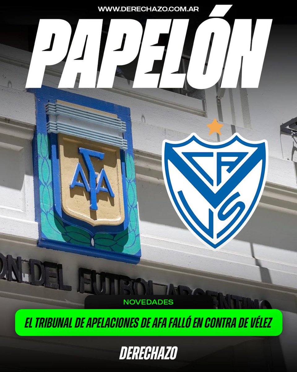 derechazoar's tweet photo. 🇦🇷🚨 LO DURMIERON A VÉLEZ: El tribunal de apelaciones de AFA falló en contra de Vélez y el Xeneize disputará el partido frente a Racing por Copa Argentina. https://t.co/nLGnXHzbYZ