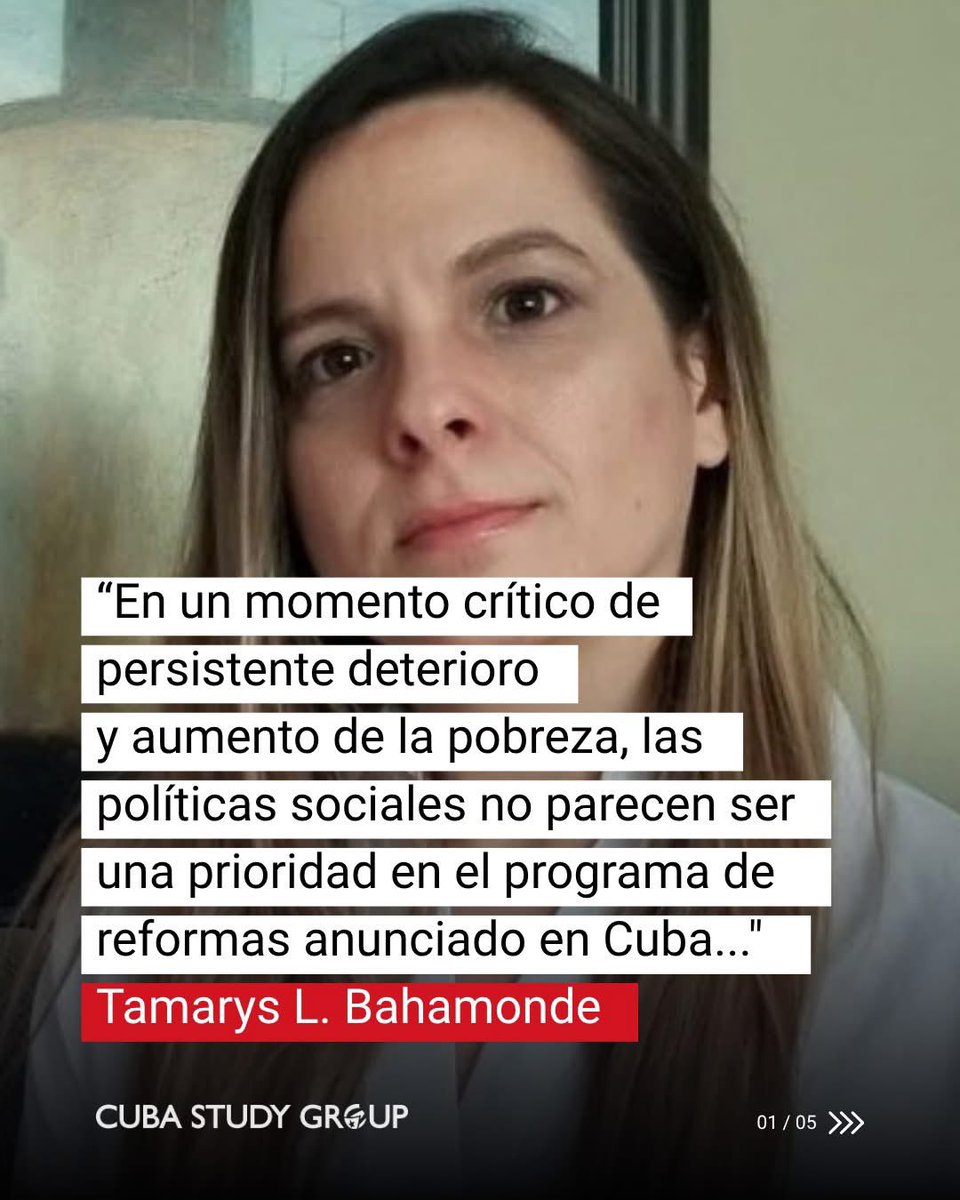 CubaStudyGroup's tweet photo. 📌"En un momento crítico de persistente deterioro del nivel de vida y aumento de la pobreza, las políticas sociales no parecen ser una prioridad en el programa de reformas anunciado en Cuba, especialmente en comparación con otros sectores como la banca y las finanzas, donde el gobierno ha presentado propuestas más concretas."

📌"Las políticas sociales requieren objetivos claros, fuentes de financiación y estrategias de asignación. (...)"

📌"Cuba también necesita políticas que prioricen a las personas necesitadas."

📌"¿Cuál es el plan para los cubanos en situación de pobreza extrema, los niños que sufren escasez de alimentos, los trabajadores desplazados por la reducción de personal en el sector público y todas las demás poblaciones vulnerables: los ancianos, las mujeres y las personas de color?(...)"

🎯Fuente: ´Reformas en Cuba en 2026: ¿Punto de inflexión o ajuste?´ Por Tamarys L. Bahamonde. En CEDA. Junio, 2026