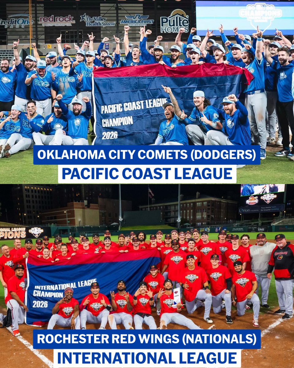 Triple-A
Pacific Coast League: Oklahoma City Comets (Dodgers organization)
International League: Rochester Red Wings (Nationals organization)