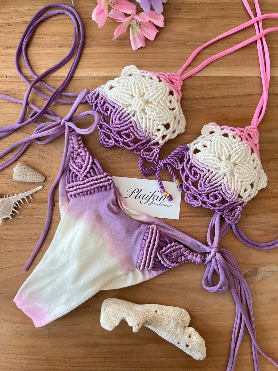 mariomarcla's tweet photo. Purple Pink Sunset Macrame Bikini. Worldwide shipping available. https://t.co/BwaEgt6hXP