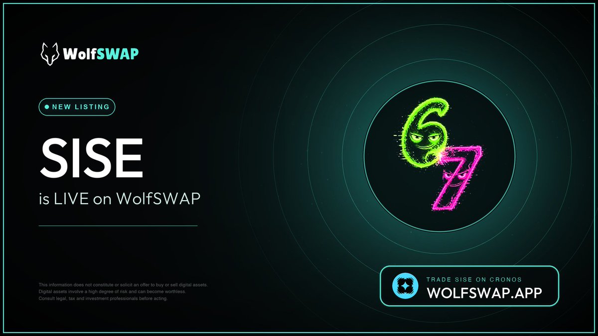 wolfswapdotapp's tweet photo. $SISE is LIVE on WolfSWAP!

> Trade $SISE, a Cronos Launch graduate on @CronosNetwork
> Any $10+ trade is eligible for Mystery Box prize
> Fastest terminal, watchlist and live PnL, available all in one place

Trade NOW on https://t.co/AZq6JWf1Nc 🐺 https://t.co/CJuvC0cm3k