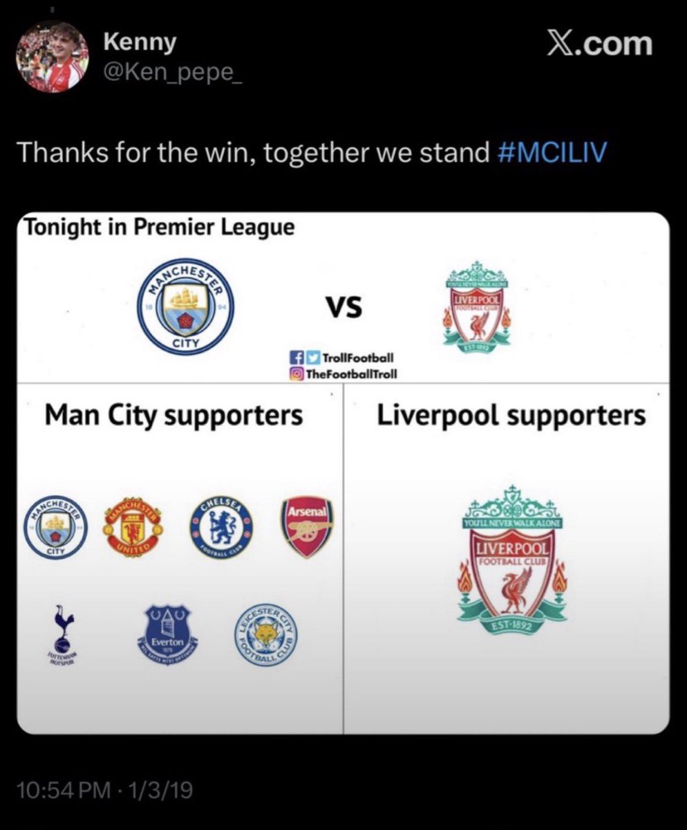 ModernMindset_4's tweet photo. @gunnergworl Here are your fans cucking for city. Saying “ciTy nEeDs to sAve fOotbALL” Have some self awareness 🤡🤡🤡 https://t.co/VeYYbeaOQR