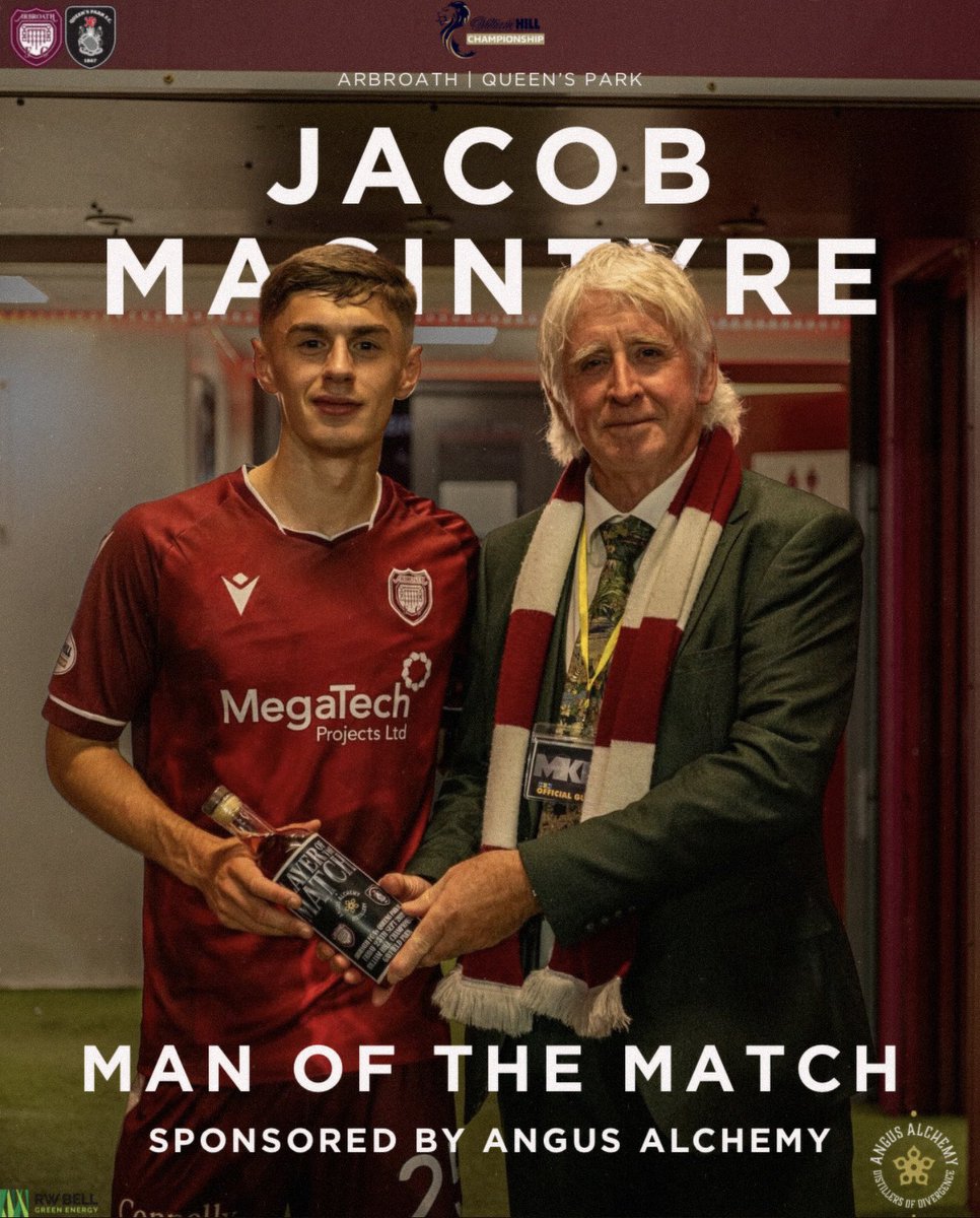 ArbroathFC's tweet photo. 𝐌𝐚𝐧 𝐨𝐟 𝐭𝐡𝐞 𝐌𝐚𝐭𝐜𝐡

This evenings match sponsor the Commerical Inn have selected their MOTM as number 25, Jacob MacIntyre.

The MOTM award is sponsored by https://t.co/2MLn0idh6U

#ArbroathFCLive #MonTheLichties #Fearless https://t.co/QwAFJlWMMT