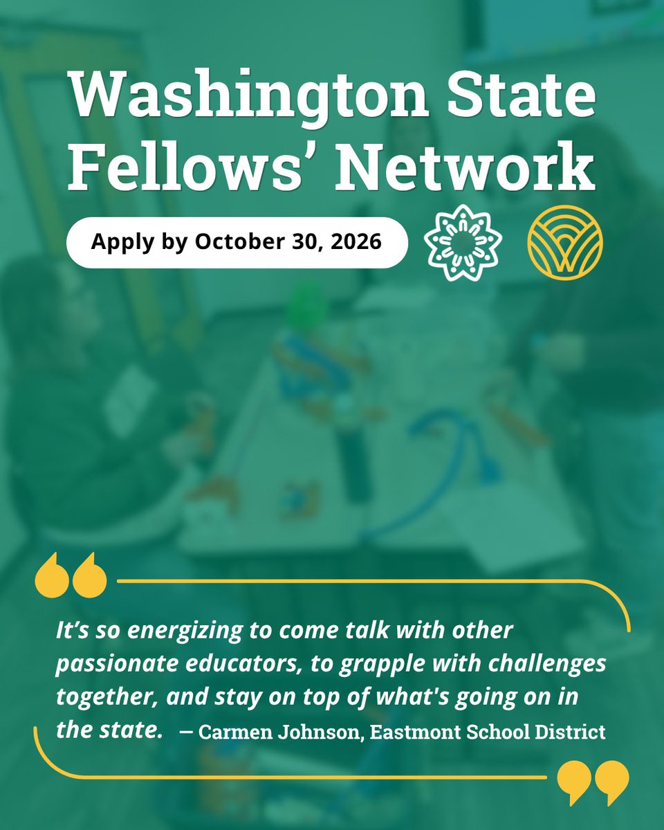 wa_esds's tweet photo. When Carmen Johnson applied to join AESD and @ospi's Fellows' Network on a whim, she had no idea she would join a group that is now a valuable part of her professional practice. π Applications are due October 30: https://t.co/0LpT6Syu9C
#WAedu #WAleg #ESDimpact #FellowsNetwork https://t.co/Zz9ENLHY1d