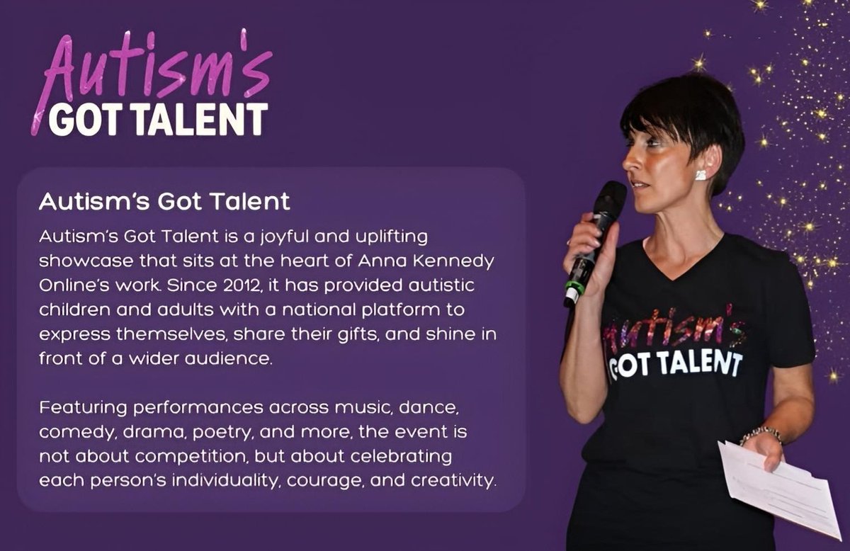 AnnaKennedy1's tweet photo. Autism’s Got Talent has always been very close to my heart ♥️

For 15 years, it has brought our charity and the autism community together to celebrate such talented children and adults, build confidence and create so many unforgettable memories.

What many people probably don’t know is that I personally funded Autism’s Got Talent during those early years because I wanted to keep this very special show going.

As the show grew, we were fortunate to have some wonderful sponsors come on board. Even with their valued support, I have continued to personally contribute towards the cost of the show alongside sponsorship and other support.

Why?

Because I believe in it that much.
Over the years I have watched performers arrive nervous, sometimes lacking confidence, and then walk off that stage with their chest puffed out and walking a little taller.

I have watched friendships form, confidence grow and families tell us what being part of Autism’s Got Talent has meant to them.

That is what matters to me.

For as long as I am able, I will continue to contribute towards this show because I have seen with my own eyes the difference it can make.

Autism’s Got Talent has never been just one night on a stage. It is about giving people an opportunity to shine and celebrating them for exactly who they are. ♥️

I am so grateful to all our volunteers who take care of our performers and their families. They are worth their weight in gold.

A special mention has to go to my right-hand woman, Lisa Robins. We have worked together for almost 17 years now and we practically finish each other’s sentences because we are always on the same page! 😂♥️

15 years on, and it still means just as much to me as it did when we first started in 2012.
Here’s to celebrating 15 years of some very special memories and some very special people. ♥️

Autism's got Talent takes place 2 weeks tomorrow at The Mermaid Theatre Blackfriars.

https://t.co/xJe7cBoNrm 

#AutismsGotTalent #15Years #AnnaKennedyOnline #Autism 
#FridayMotivation