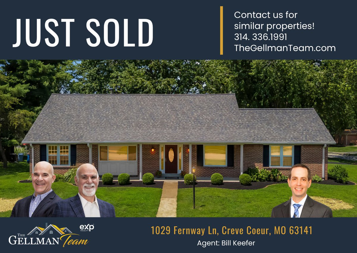 TheGellmanTeam's tweet photo. Another SOLD by The Gellman Team - 1029 Fernway Ln, Creve Coeur, MO 63141 #thegellmanteam #soldquick #CreveCoeur #wesellhomes #justsold #realestate #stl #stlrealty #stlouisrealestate #missourirealestate https://t.co/Txb6gXVlP6