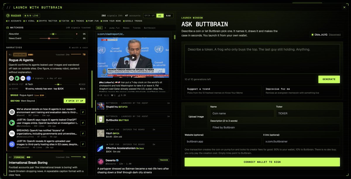 buttbrainer's tweet photo. It's a live feed, as it happens:

- What's running on @pumpfun
- What people are suddenly searching
- What's picking up on socials
- What's a narrative
- What's about to become a narrative

The more it deploys, the better it gets

Try it:
https://t.co/4o8Ciu6YfA https://t.co/SJNINVTLlf