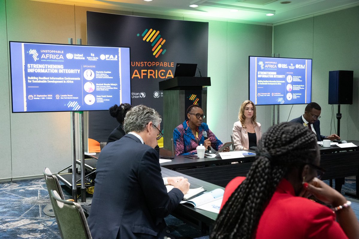 OmarFarukOsman's tweet photo. Without safe and quality journalism, there can be no information integrity, as disinformation finds space to grow and thrive.

Glad to have joined prominent UN and African speakers in New York for a roundtable on Strengthening Information Integrity: Building Resilient Information Environments for Sustainable Development in Africa, on the sidelines of Unstoppable Africa 2026 during the 81st Session of the UN General Assembly.

Journalists are not just targets of the information ecosystem crisis and online attacks. They are part of the solution. Africa is at the forefront of shaping solutions that preserve information integrity, which reflect our own realities.

Photo credit: Joel S Photo LLC