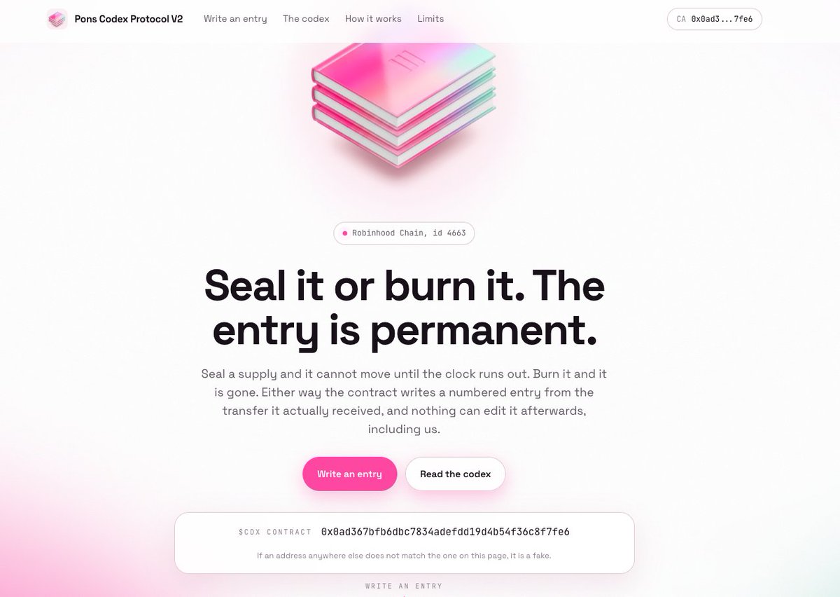 ponscodex's tweet photo. The $CDX site is live and the codex is open.

CA: 0x0ad367bfb6dbc7834adefdd19d4b54f36c8f7fe6

The contract address is on the homepage at https://t.co/NbA5pDEHbr. If the CA on this account and the CA on the site do not match, you are looking at a copy or a fake.

@ponsdotfamily https://t.co/xGKtXTyOXF
