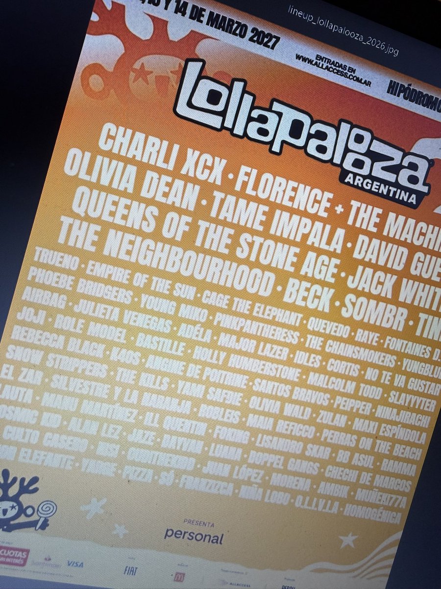 telodigolavdd's tweet photo. amigos vuelvo con informacion BY NEREA pero me pasaron otro SUPUESTO lineup del lolla 2027(?) a chequear igual

#lolla #lolla2027 #lollapalooza
necesito que sea falso PORQUE NO ESTA ZARA LARSSON https://t.co/QqVpX26Ebp